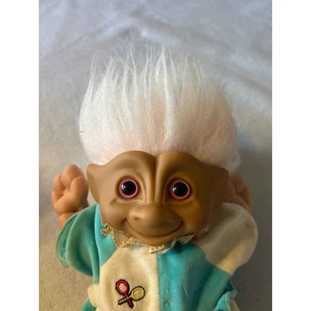Treasure Trolls 1991 Baby Doll Pink White Blue Outfit Vintage Toy Collectible